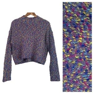 Romeo and Juliet Couture Chunky Knit Mock Neck Cropped Long Sleeve Sweater Small